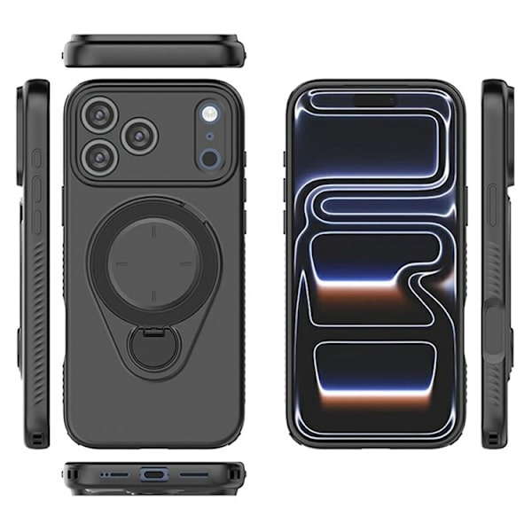 Mobilskal till iPhone 17 Pro Max MagSafe Rotating Kickstand TPU PC - Grå Grå