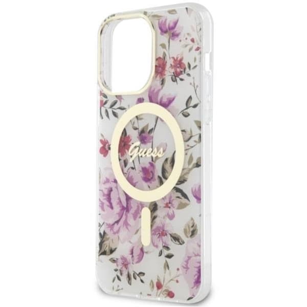 Guess iPhone 14 Pro Mobilskal MagSafe Flower - Transparent Transparent