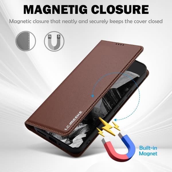 LC.IMEEKE L1 Series Google Pixel 10 Pro XL Plånboksfodral Konstläder - Brun