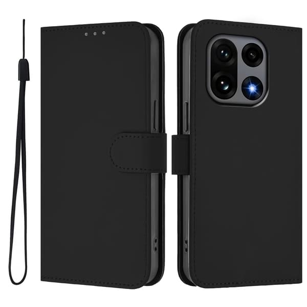 OnePlus 15 5G Plånboksfodral Solid Färg Konstläder Svart