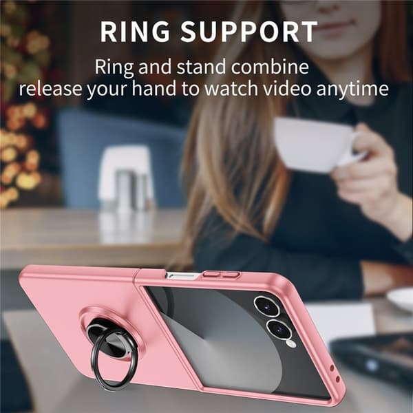 Mobilskal till Galaxy Z Flip 7 5G Rotatable Ring Kickstand - Rosa Rosa