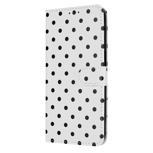 Samsung Galaxy A55 5G Plånboksfodral Konstläder Polka Dot - Vit