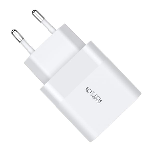 Tech-Protect C30W 2-porttinen verkkolaite PD30W/QC3.0 - Valkoinen Vit