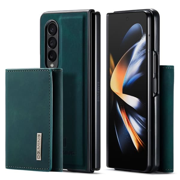 DG.MING Samsung Galaxy Z Fold4 Konstläder Plånboksfodral 2-i-1 Grön