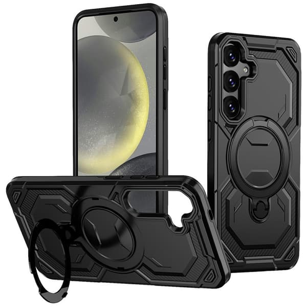 Mobilskal för Samsung Galaxy S26 Plus Magnetiskt Ring Kickstand PC + TPU - Svart
