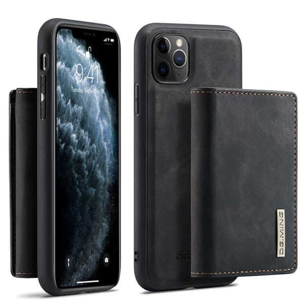 DG.MING M1 Wallet Mobilskal med Kickstand för iPhone 11 Pro - Svart