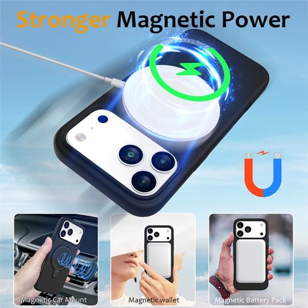 Mobilskal till iPhone 17 Pro MagSafe Kickstand PC + Silikon - Svart Svart