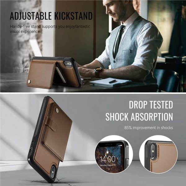 JEEHOOD J09 Mobilskal för iPhone XS/X - RFID Blocker - Brun