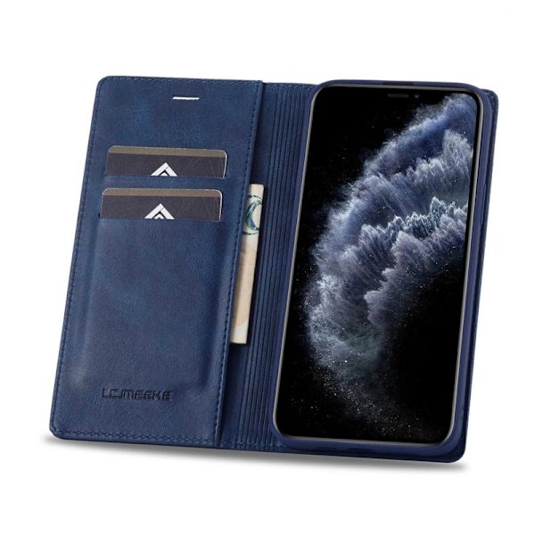 LC.IMEEKE iPhone 11 Pro Max Plånboksfodral Konstläder - Blå