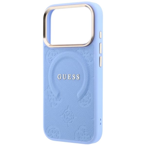 Guess Mobilskal För iPhone 18 Pro Max Magsafe Saffiano Peony - Ljusblå