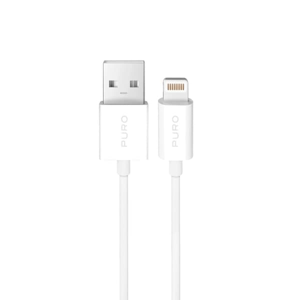 Puro USB-A - Lightning 12W Kabel 3m TPE - Vit Vit