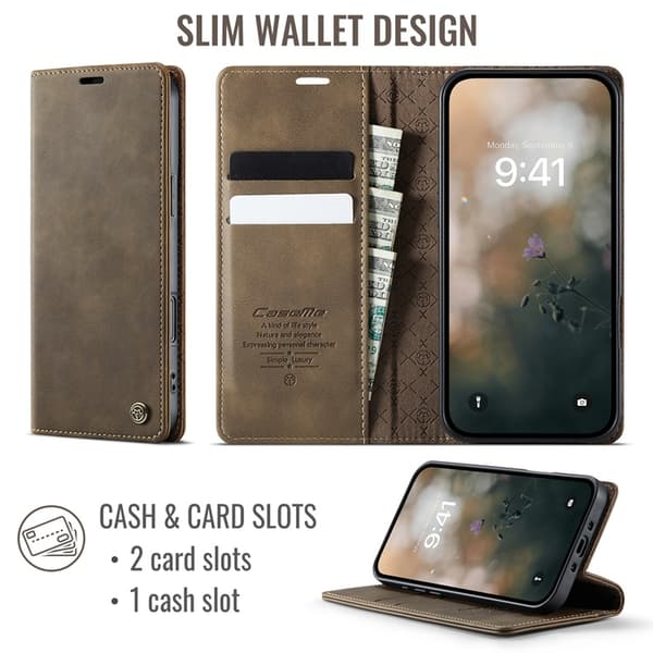 Caseme iPhone Air Plånboksfodral RFID-Skydd 033 - Kaffe Brun