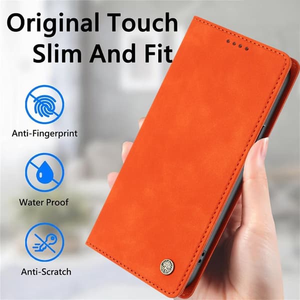 Plånboksfodral för Samsung Galaxy S26 Plus Konstläder RFID - Orange