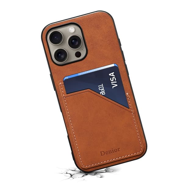 DENIOR Mobilskal till iPhone 16 Pro PU Läder + TPU + PC - Brun