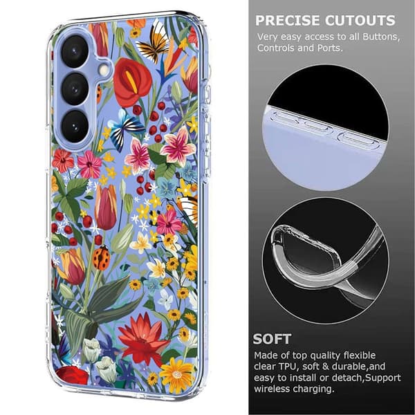 Mobilskal för Samsung Galaxy S26 Plus TPU - Liljor - Grön