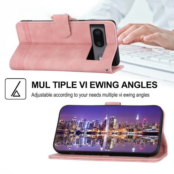 DIERFENG Google Pixel 7 5G Plånboksfodral DF-03 Flip Konstläder - Rosa