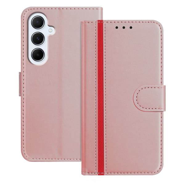 Galaxy A56 5G Plånboksfodral Färg Splicing Konstläder - Roséguld Roséguld