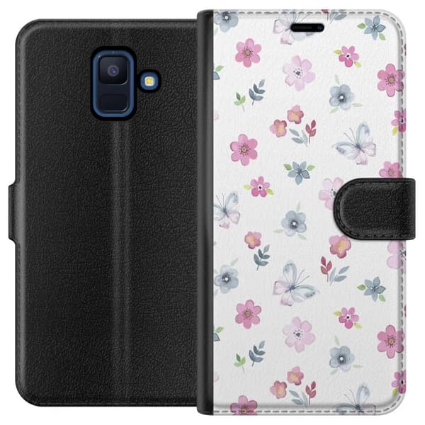 Pungcover til Samsung Galaxy A6 (2018) med Blomster og sommerfugle
