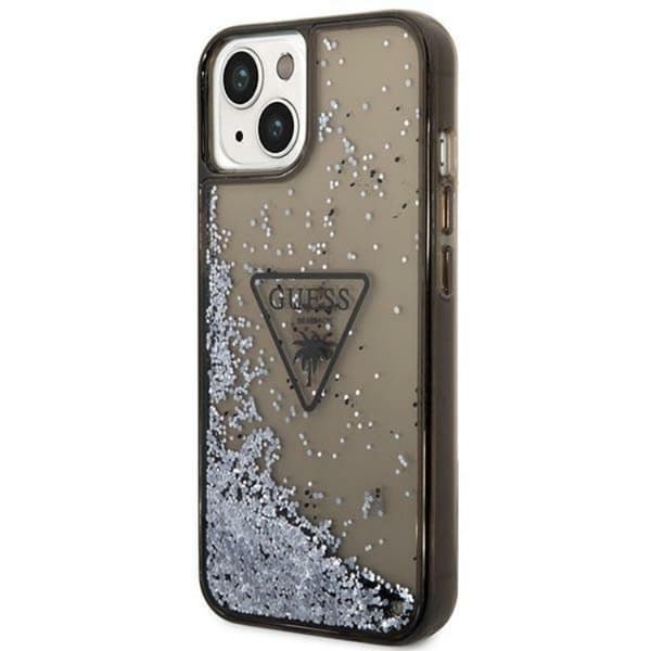 GUESS iPhone 14 Plus Skal Liquid Glitter Palm Collection - Sort Black