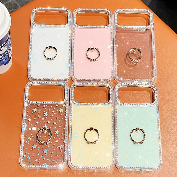 Mobilskal till iPhone 17 Pro Rhinestone Edge Ring Kickstand Grön