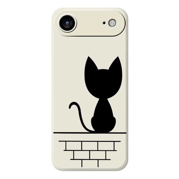 Mobilskal till iPhone Air Black Cat on the Wall - Beige Beige
