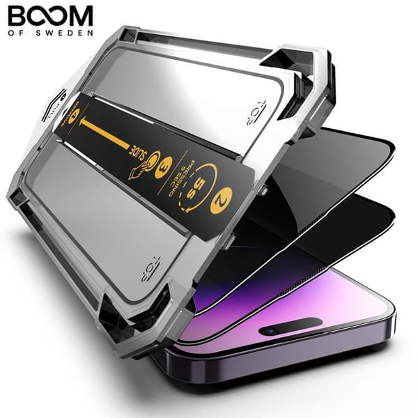 BOOM iPhone 12 Pro Privacy Härdat Glas Skärmskydd - 2 Pack Svart