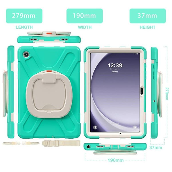 Mobilskal till Galaxy Tab A9 Plus Kickstand Handle Grip - Mintgrön Grön
