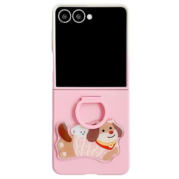 Mobilskal till Galaxy Z Flip 7 Silikon Ring Med Sticker - Gradient Rosa Rosa
