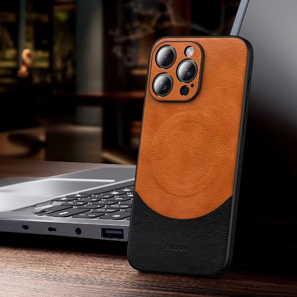SULADA Mobilskal till iPhone 15 Pro Max MagSafe Läder Orange