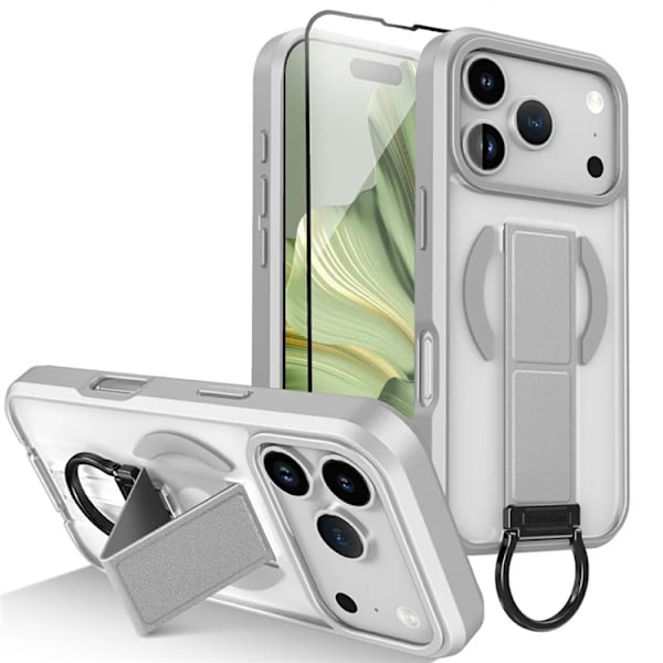 Mobilskal till iPhone 17 Pro Max Magsafe D-Ring Kickstand - Grå Grå