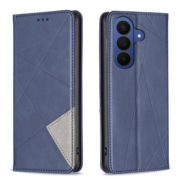 Samsung Galaxy S26 Plus Skal Geometrisk Prägling Äkta Läder - Blå
