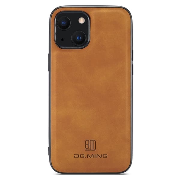 DG.MING Mobilskal till iPhone 13 Bakskydd PU Läder+PC+TPU Brun