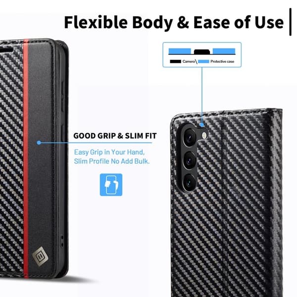 LC.IMEEKE Samsung Galaxy S23+ Plånboksfodral Konstläder - Vit