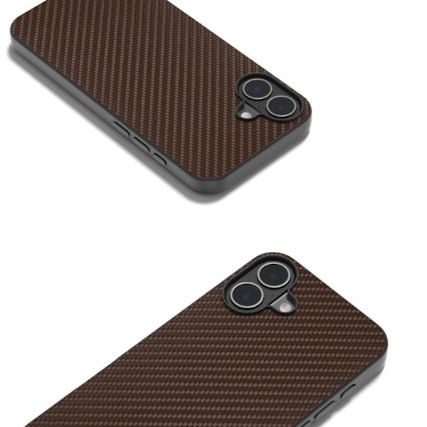 ABEEL Mobilskal till iPhone 16 Plus Hybrid Kolfiber Brun