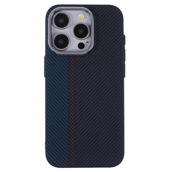 Mobilskal till iPhone 15 Pro Max Magsafe Kevlar Aramid Fiber - Blå/Röd Blå