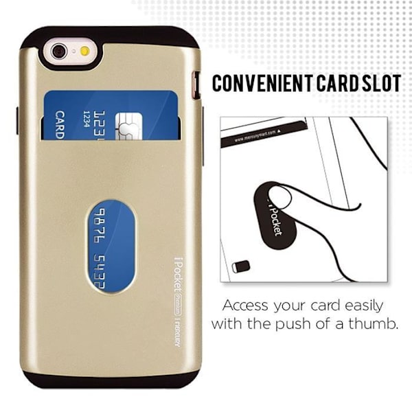 Mercury iPocket Premium skal med kortplats till Apple iPhone 6(S) Plus - Gold