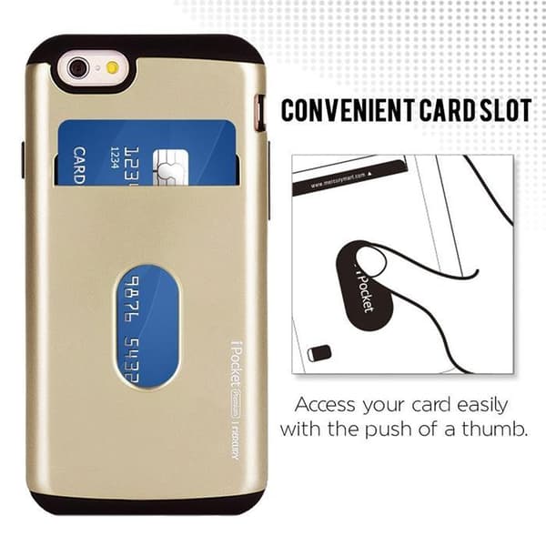 Mercury iPocket Premium skal med kortplats till Apple iPhone 6(S) Plus - Gold Guld