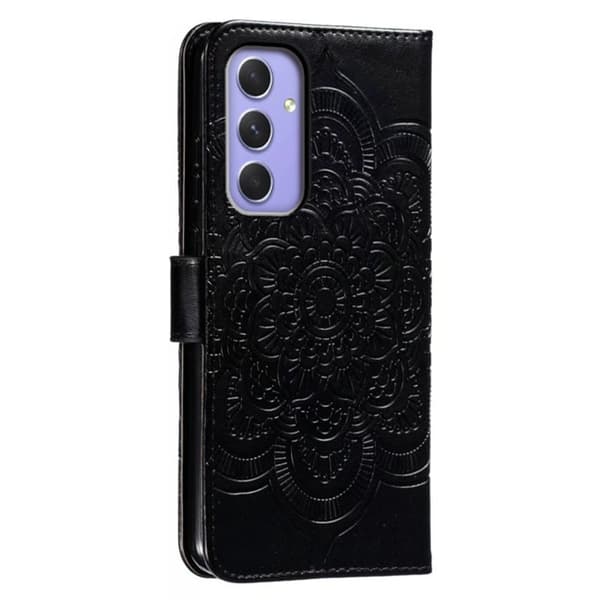 Samsung Galaxy S26 Plus Plånboksfodral Konstläder Mandala Tryck - Svart