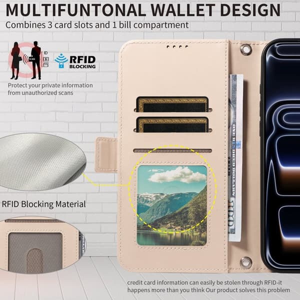 Plånboksfodral för Samsung Galaxy S26 Plus Konstläder - Aprikos