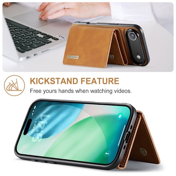 DG.MING iPhone Air Konstläder Plånboksfodral Kickstand PU - Brun