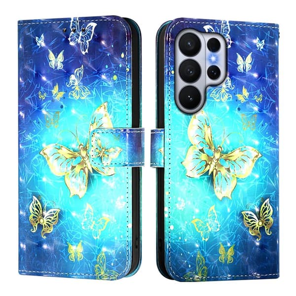 Plånboksfodral för Samsung Galaxy S26 Ultra Konstläder - Guldfjärilar