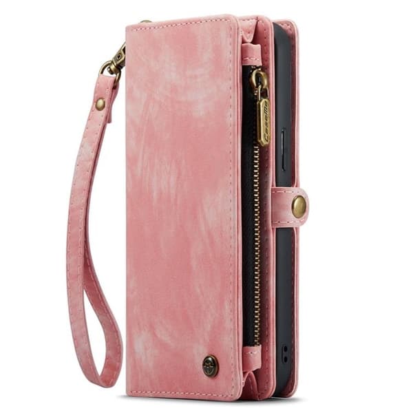 CASEME iPhone 14 Pro Max Plånboksfodral Äkta Läder Detachable - Rosa Rosa