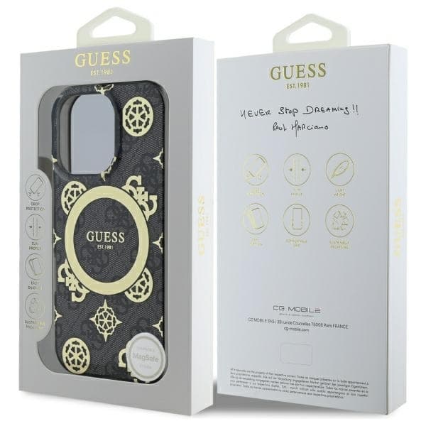 Guess telefontaske til iPhone 16 Pro Max MagSafe IML Peony På 4G - Sort Black