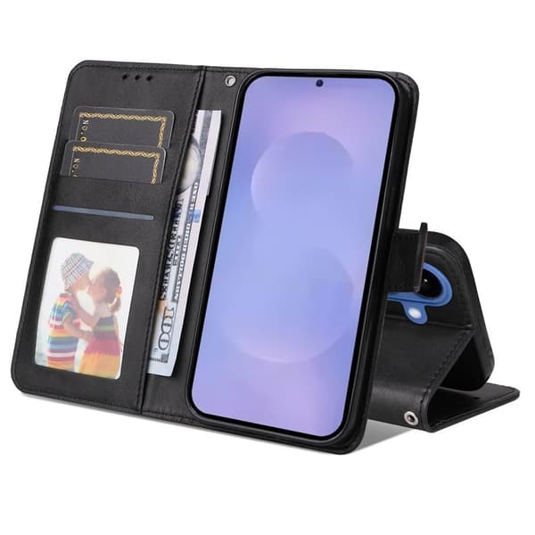 Samsung Galaxy S26 Plus Plånboksfodral Konstläder Folio Flip - Svart