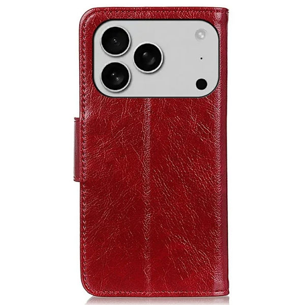 iPhone 17 Pro Max Plånboksfodral Äkta läder - Röd Röd