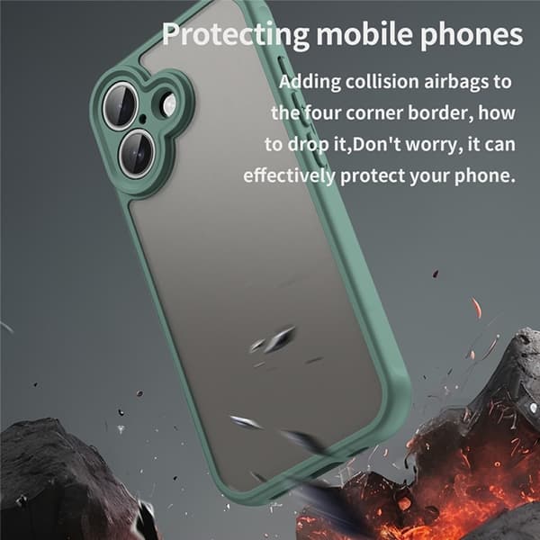 Mobilskal till iPhone 17 Frostade krockkuddar Drop Proof - Grön