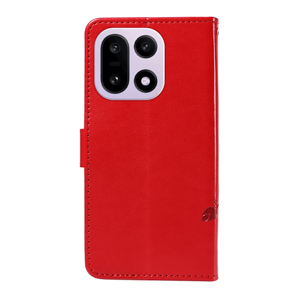 OnePlus 15 5G Plånboksfodral Flower Pattern Konstläder Röd