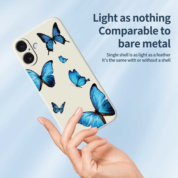 Mobilskal till iPhone 17 Blue Butterflies Pattern TPU - Beige Beige