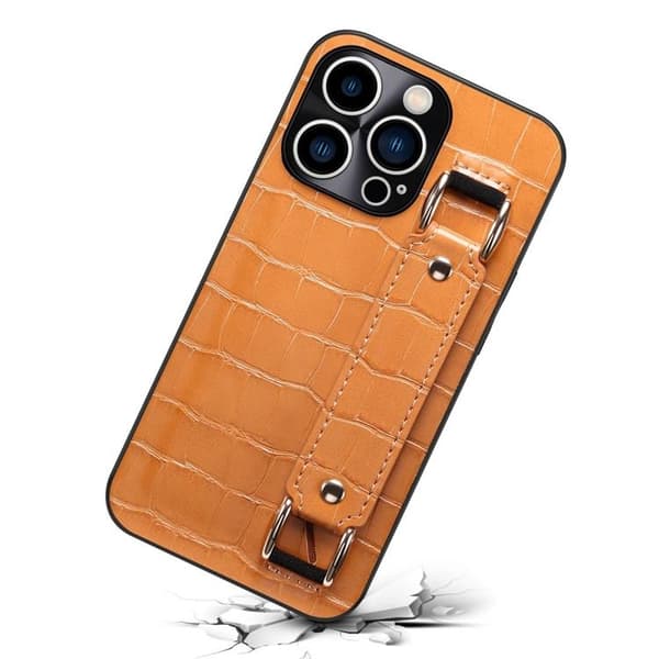 iPhone 14 Pro Cover Kortholder Crocodile - Brun Brun