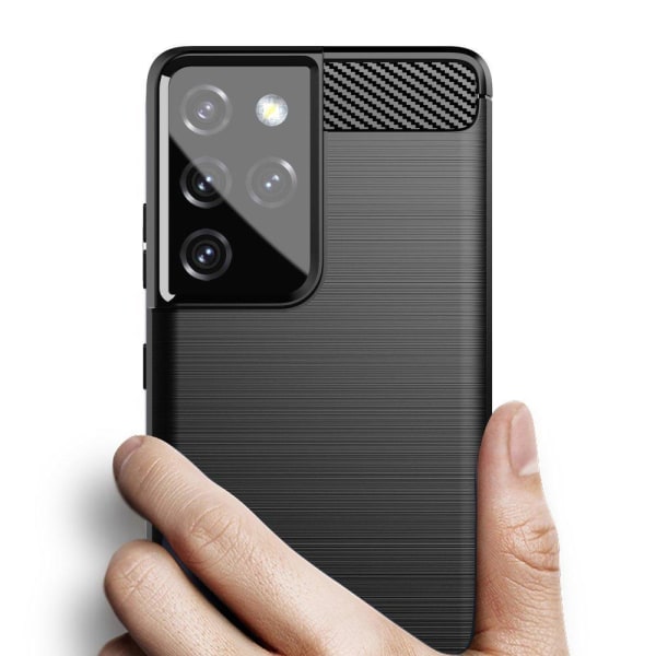 Hiilen joustava TPU-kotelo Samsung Galaxy S21 Ultra 5G Black -puhelimelle
